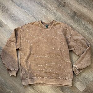 Brown Crewneck Sweater with Rhinestones Wild fable M
